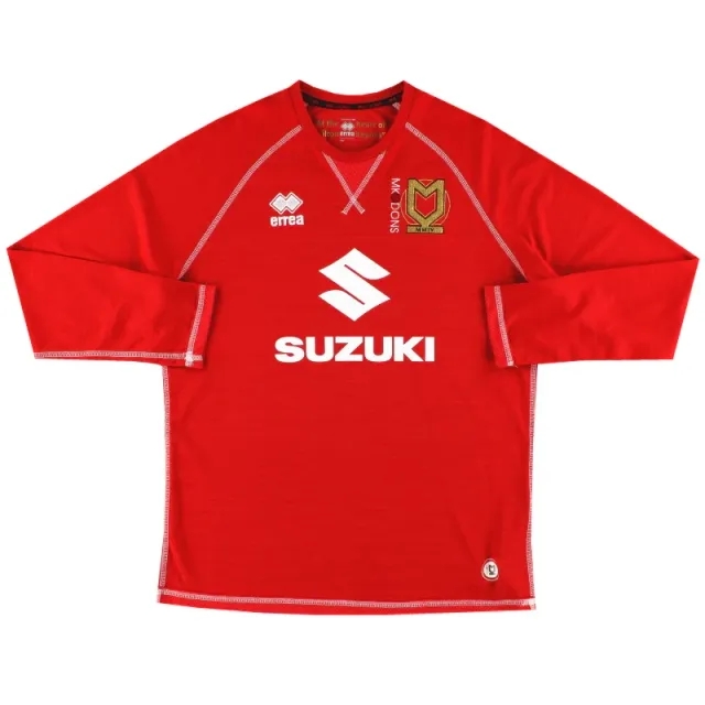 2016-17 MK Dons Errea Home Shirt L/S L - Milton Keynes Dons / Excellent 