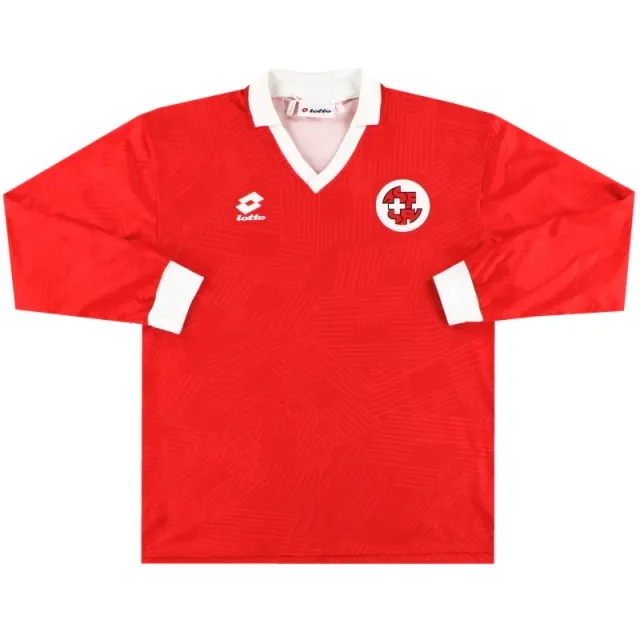 1994-96 Switzerland Lotto Home Shirt L/S L - Switzerland / Excellent 