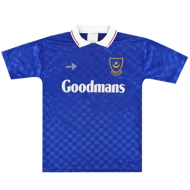 1989-91 Portsmouth Scoreline Home Shirt #9 M - Portsmouth / Very Good 