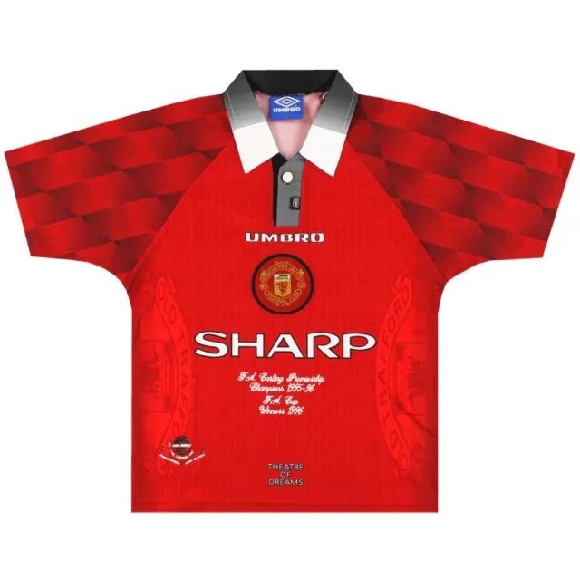 1996-98 Manchester United Umbro 'Double Winners' Home Shirt Y - Manchester United / Excellent 