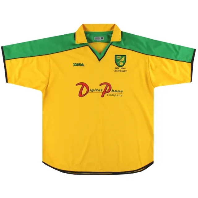 2001-03 Norwich City Xara Centenary Home Shirt XL - Norwich City / Excellent 