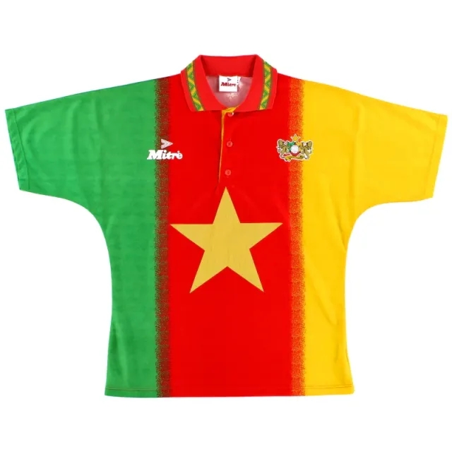 1994-95 Cameroon Mitre Home Shirt L - Cameroon / Excellent 