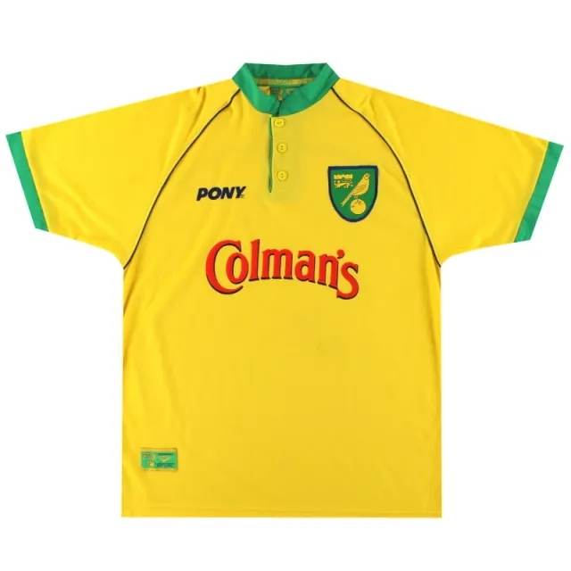 1997-99 Norwich City Pony Home Shirt *Mint* L - Norwich City / Mint 