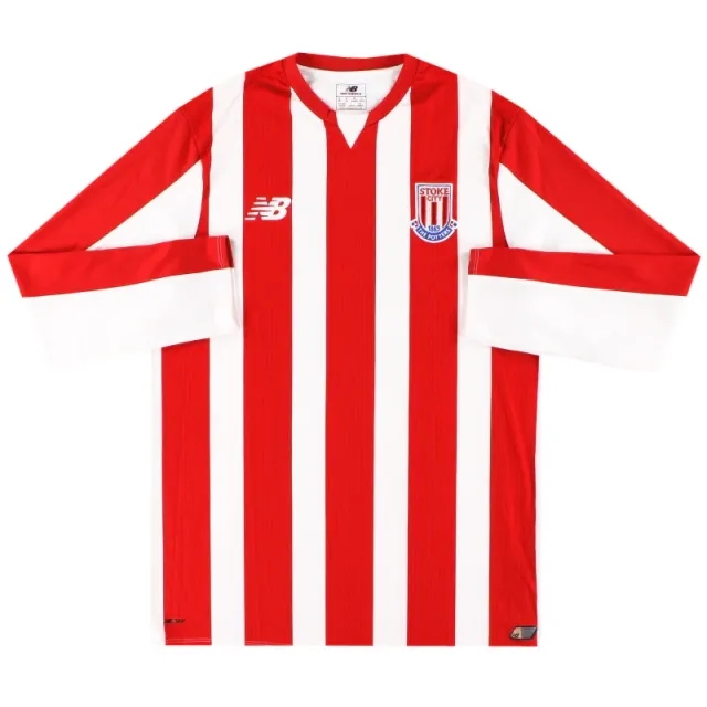 2015-16 Stoke New Balance Player Issue Under 18's Home Shirt L/S - Stoke City / Large 