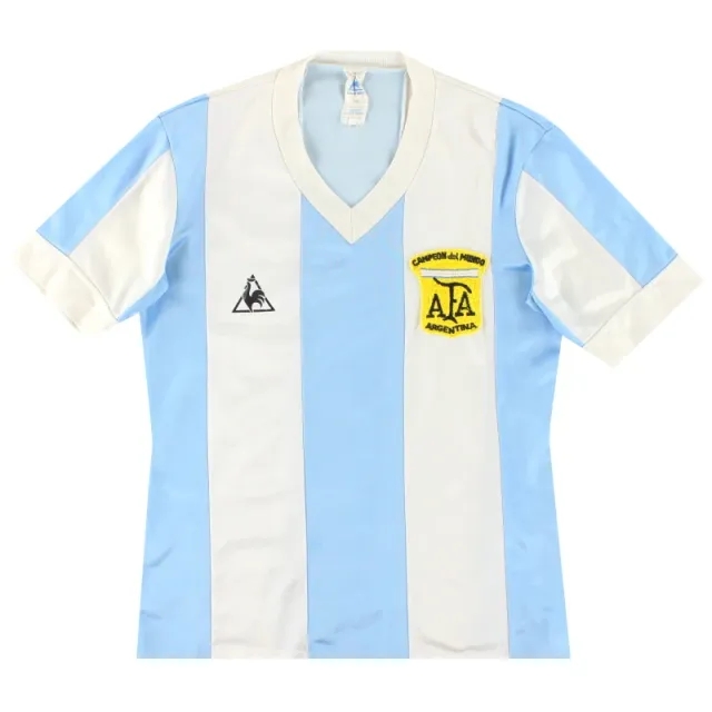 1984-86 Argentina Le Coq Sportif 'Campeon Mundial' Home Shirt *Mint* L.Boys - Argentina / Mint 