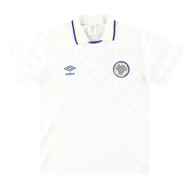 1988-90 Leeds Umbro Home Shirt S - Leeds / Excellent 