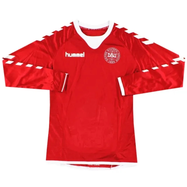 2016-17 Denmark Hummel Home Shirt L/S *As New* L.Boys - Denmark / As New 