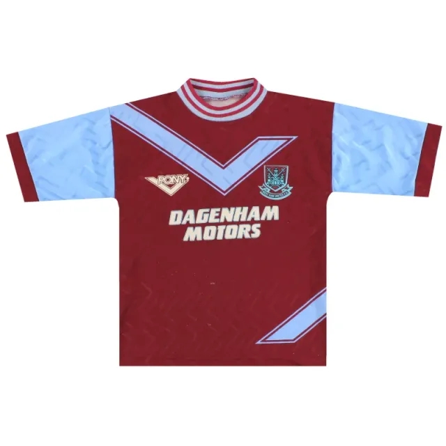 1993-95 West Ham Pony Home Shirt Y - West Ham / Good 