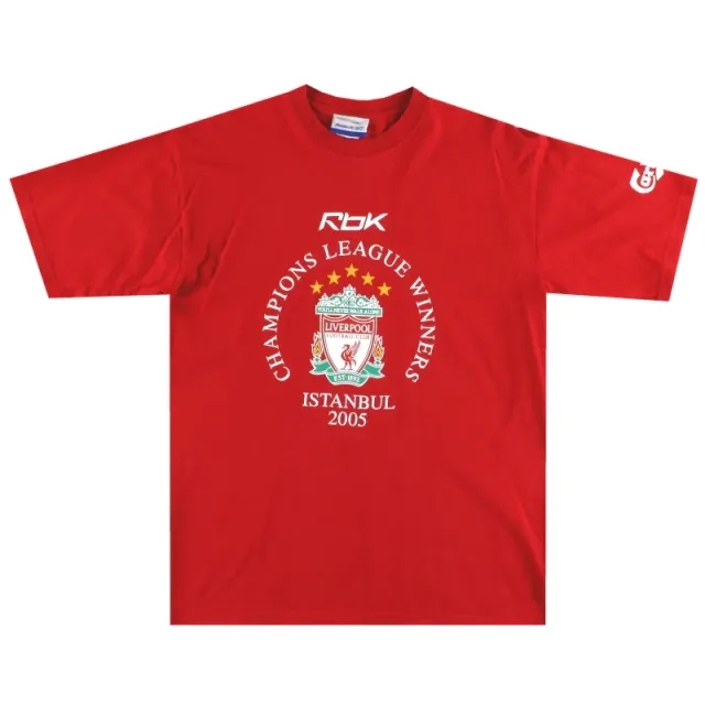 2005-06 Liverpool Reebok 'Champions League Winners' Graphic Tee L - Liverpool / Excellent 