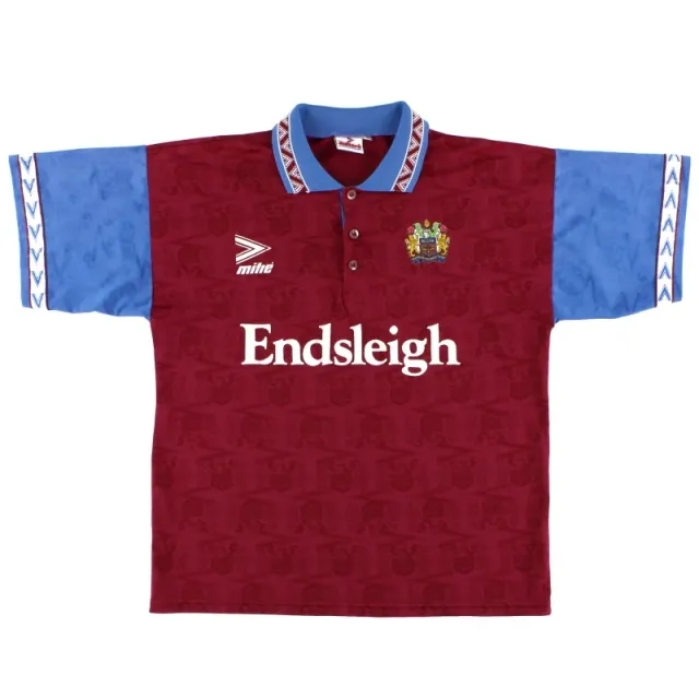 1993-95 Burnley Mitre Home Shirt M - Burnley / Very Good 