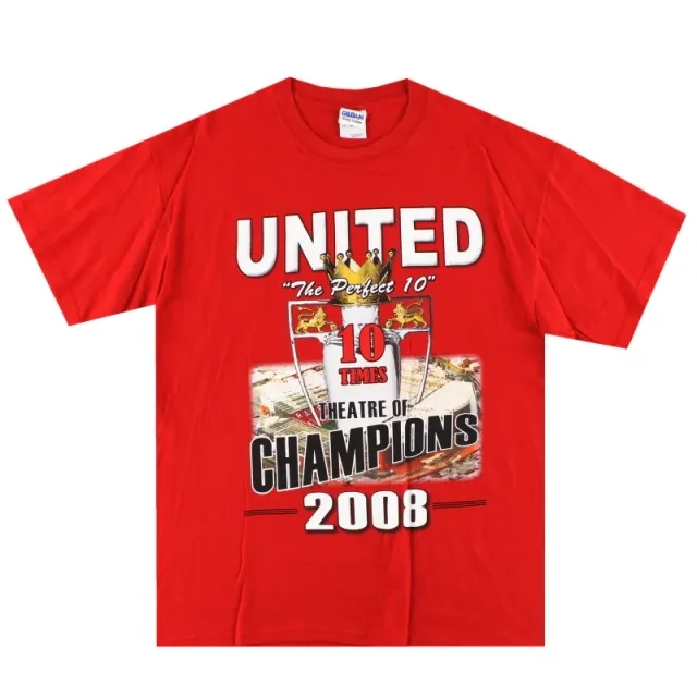 2008 Manchester United '10 Times' Graphic Tee L - Manchester United / Excellent 