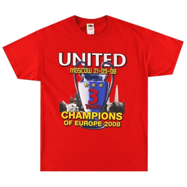 2008 Manchester United 'CL 3 Times' Graphic Tee *As New* L - Manchester United / As New 