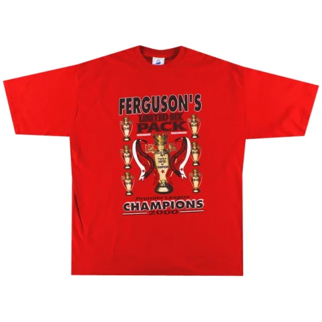 2000 Manchester United 'Six Pack' Graphic Tee XXL - Manchester United / Excellent 