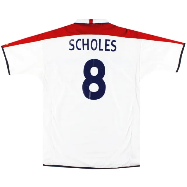 2003-05 England Umbro Home Shirt Scholes #18 XL - England / Excellent 