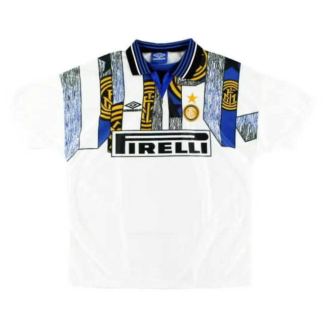 1995-96 Inter Milan Umbro Signed Away Shirt M - Inter Milan / Excellent 