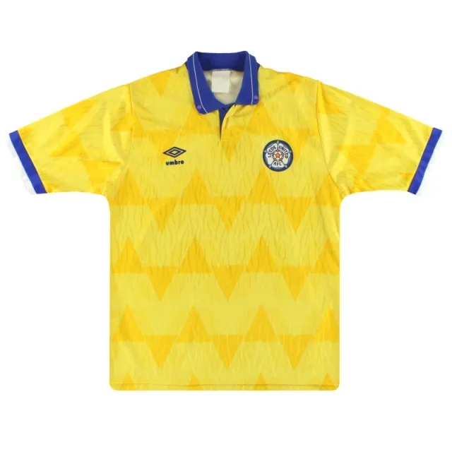 1989-91 Leeds Umbro Away Shirt S - Leeds / Excellent 