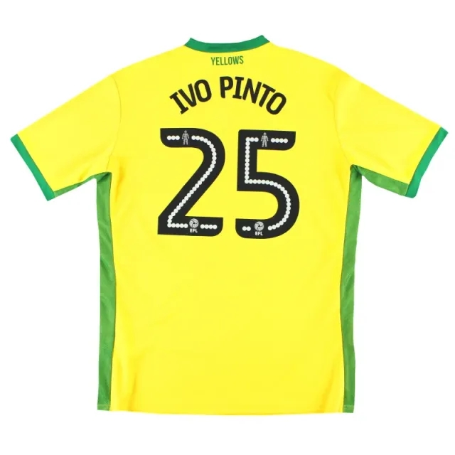 2016-17 Norwich City Errea Home Shirt Ivo Pinto #25 XXL - Norwich City / Excellent 