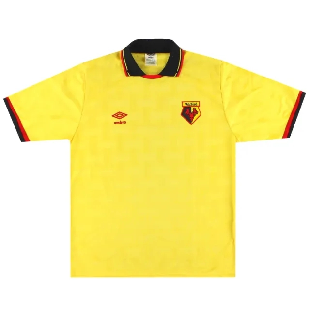 1989-91 Watford Umbro Home Shirt L - Watford / Excellent 