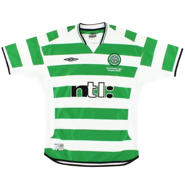 2001-03 Celtic Umbro 'Champions' Home Shirt XL - Celtic / Excellent 
