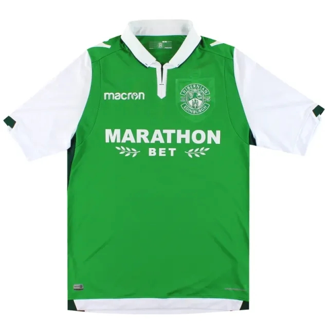 2017-18 Hibernian Macron Home Shirt *Mint* M - Other Scottish Clubs / Mint 
