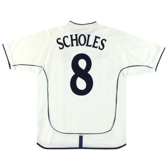 2001-03 England Umbro Home Shirt Scholes #8 L - England / Excellent 