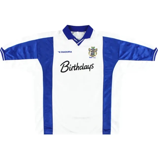 1999-01 Bury Diadora Home Shirt *Mint* L - Bury / Mint 