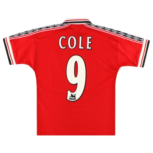 1998-00 Manchester United Umbro Home Shirt Cole #9 Y - Manchester United / Excellent 