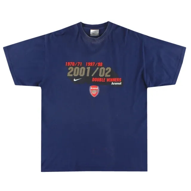 2001-02 Arsenal Nike 'Double Winners' Graphic Tee L - Arsenal / Excellent 