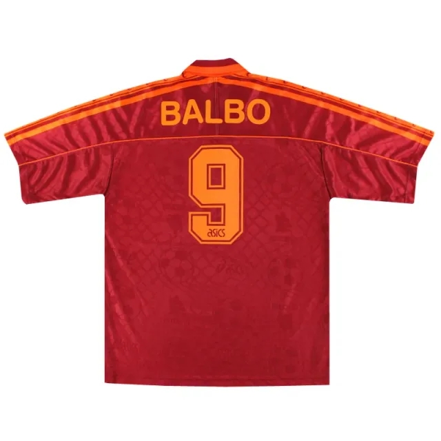 1995-96 Roma Asics Home Shirt Balbo #9 XL - Roma / Excellent 