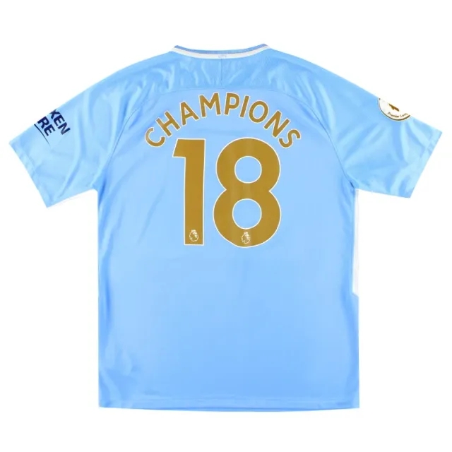 2017-18 Manchester City Nike Home Shirt Champions #18 XL - Manchester City / Excellent 