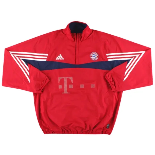 2003-04 Bayern Munich adidas Reversible 1/4 Zip Track Top L/XL - Bayern Munich / Very Good / Large