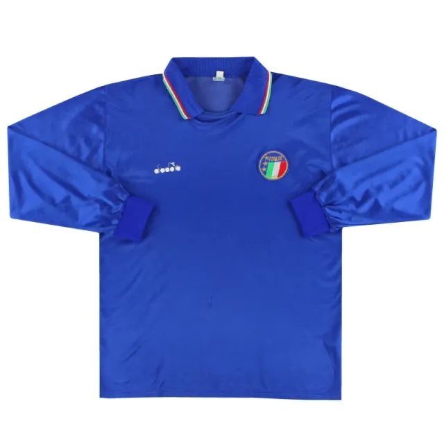 1986-90 Italy Diadora Home Shirt L/S XL - Italy / Very Good 