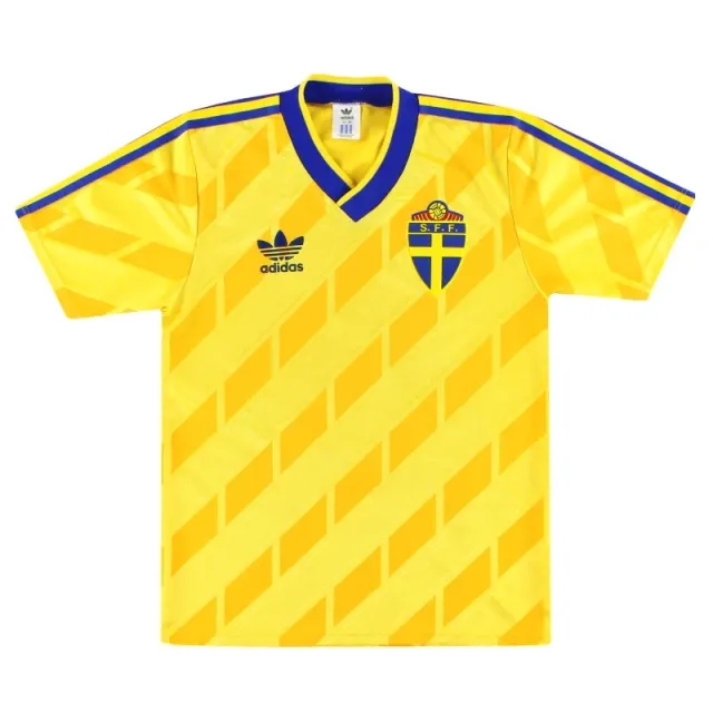 1989-91 Sweden adidas Home Shirt S - Sweden / Excellent 