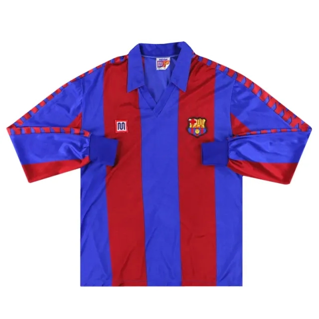 1982-89 Barcelona Meyba Home Shirt L/S *Mint* L - Barcelona / Mint 
