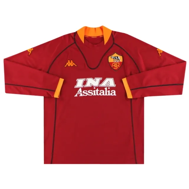2001-02 Roma Kappa Home Shirt L/S XXL - Roma / Excellent 