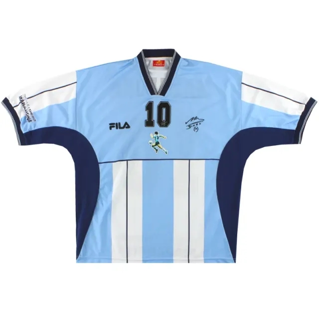 2001 Argentina Fila Diego Maradona Testimonial Shirt Maradona #10 M - Argentina / Excellent 