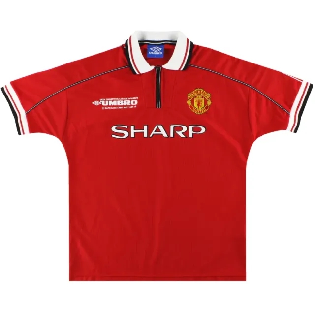 1998-00 Manchester United Umbro 'CL Winners' Home Shirt L - Manchester United / Excellent 