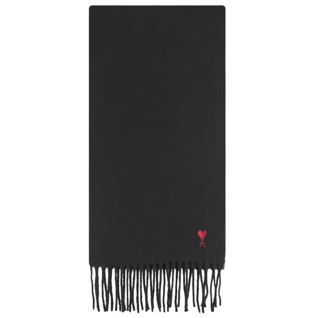 AMI Paris Men's Wool Scarf Noir