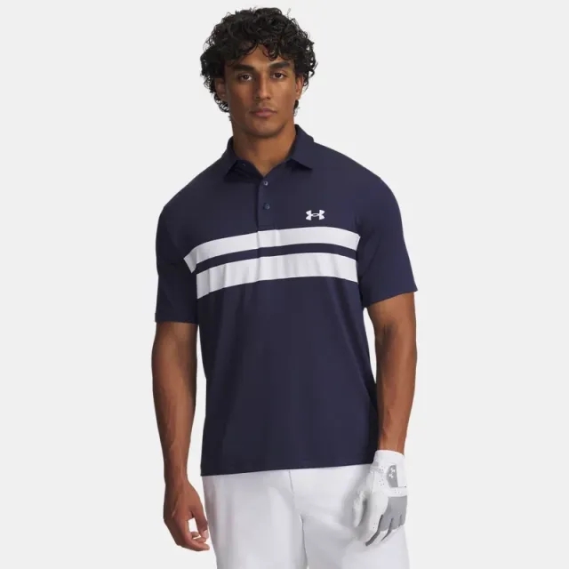 Under Armour  Playoff 3.0 Stripe Men's Polo Midnight Navy / White / White XL