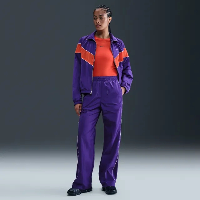 Nike Windrunner Women's High-Waisted Woven Open-Hem Trousers - Purple - Recycled Fibres Minimum