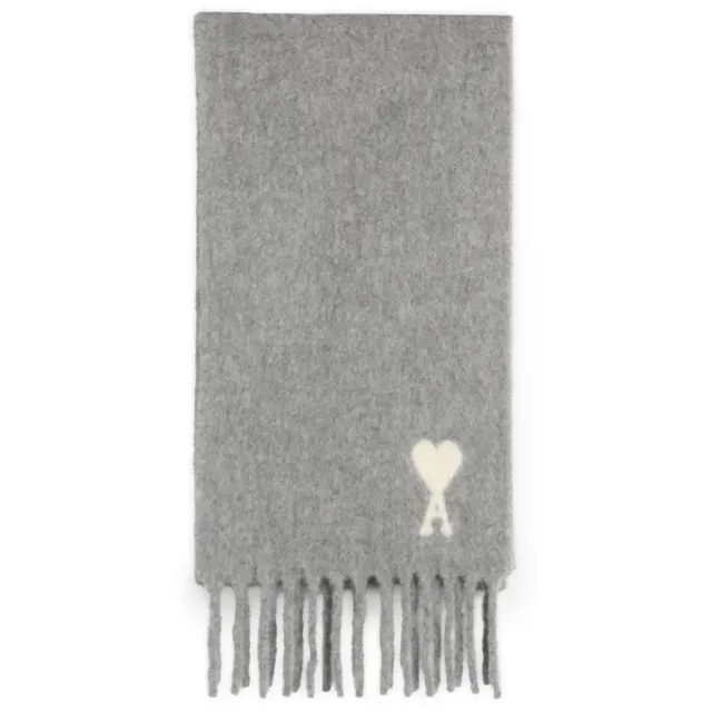 AMI Paris Men's Hairy Alpaca Wool Scarf Gris