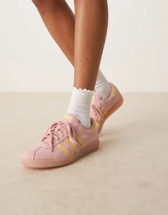 Adidas Originals Bermuda Trainers In Pink And Yellow