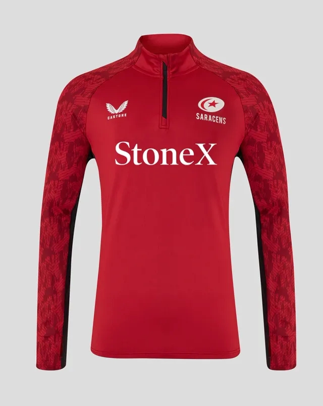 Castore Saracens Men's 25/26 Training 1/4 Zip - Rhythmic Red