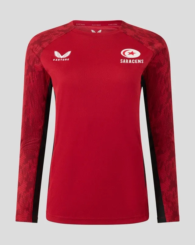 Castore Saracens Women's 25/26 Training Long Sleeve Tee - Rhythmic Red