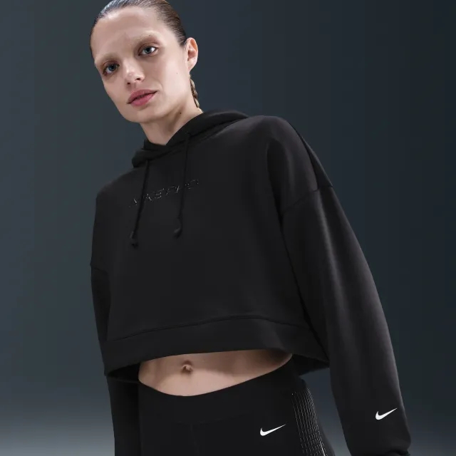 Nike Pro Women's Therma-FIT Fleece Hoodie - Black - Sustainable Materials