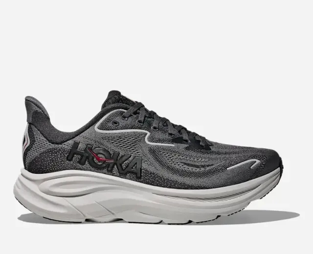 Hoka Men's Clifton 10 Road Running Shoes In Carbon Black/Satellite Grey