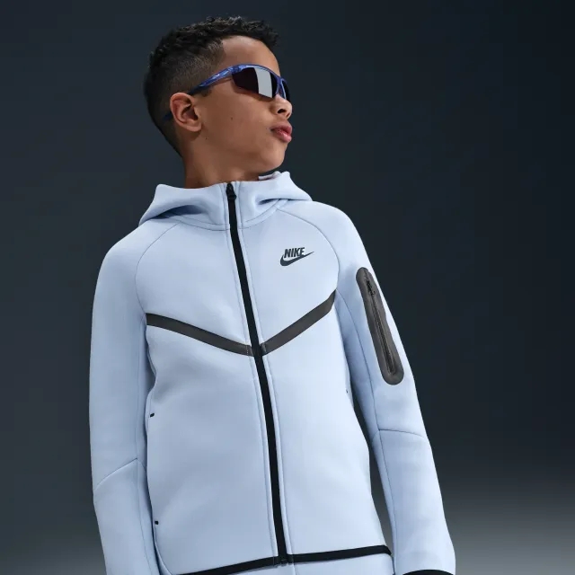 Nike Sportswear Tech Fleece Older Kids' Full-Zip Hoodie - Grey - Cotton/Polyester