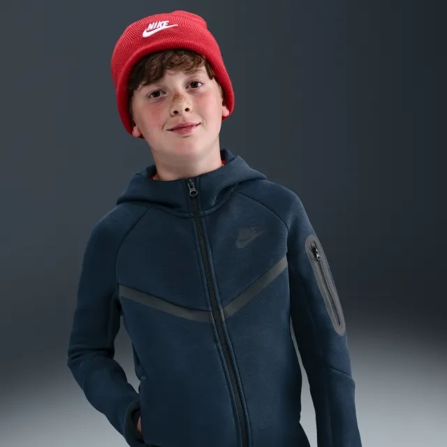 Nike Sportswear Tech Fleece Older Kids' Full-Zip Hoodie - Blue - Cotton/Polyester