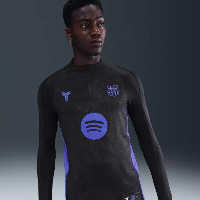 F.C. Barcelona Strike Away Men's Kobe Dri-FIT Football Pre-Match Drill Top - Black - Polyester/Elastane