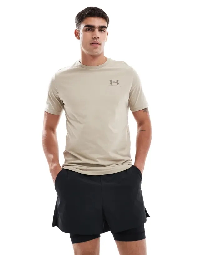 Under Armour Sportstyle Left Chest Logo T-Shirt In City Khaki-Neutral